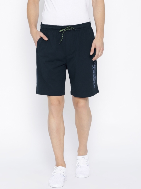 Jockey Men Navy Blue Solid Straight Fit Sports Shorts