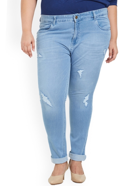 ZUSH Plus Size Women Blue Slim Fit Mid-Rise Mildly Distressed Stretchable Jeans
