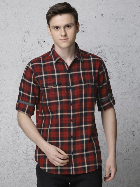 Ecko Unltd Men Red & Navy Slim Fit Checked Casual Shirt 
Ecko Unltd Men Red & Navy Slim Fit Checked Casual Shirt