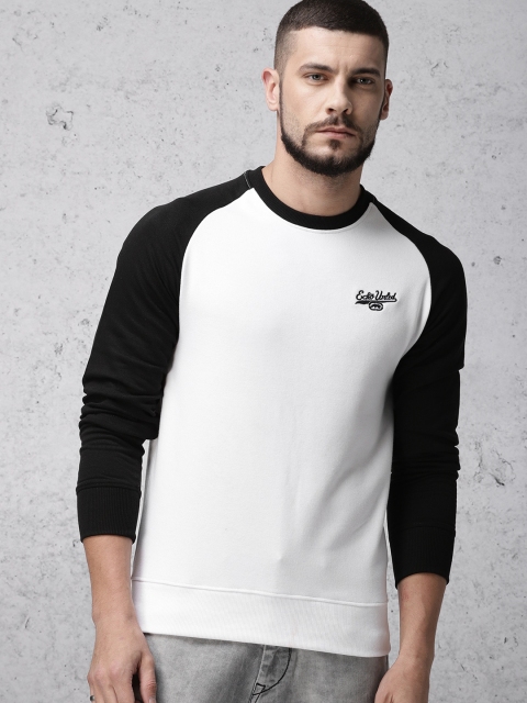 Ecko Unltd Men White & Black Solid Sweatshirt
