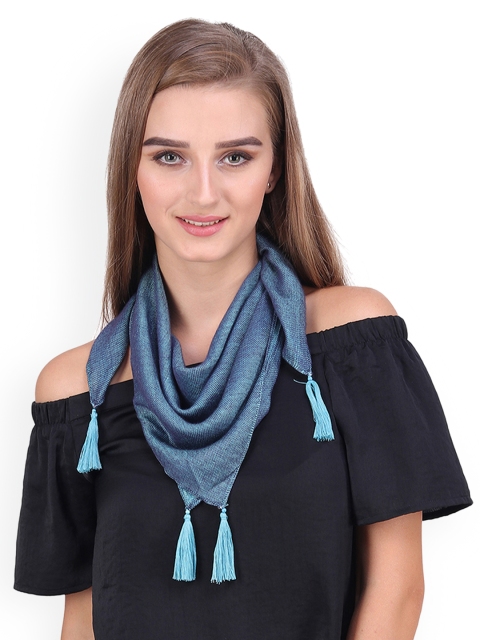 Anekaant Blue Solid Scarf