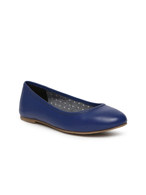 United Colors of Benetton Women Blue Solid Leather Ballerinas