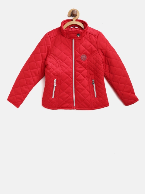 U.S. Polo Assn. Kids Girls Red Solid Quilted Jacket