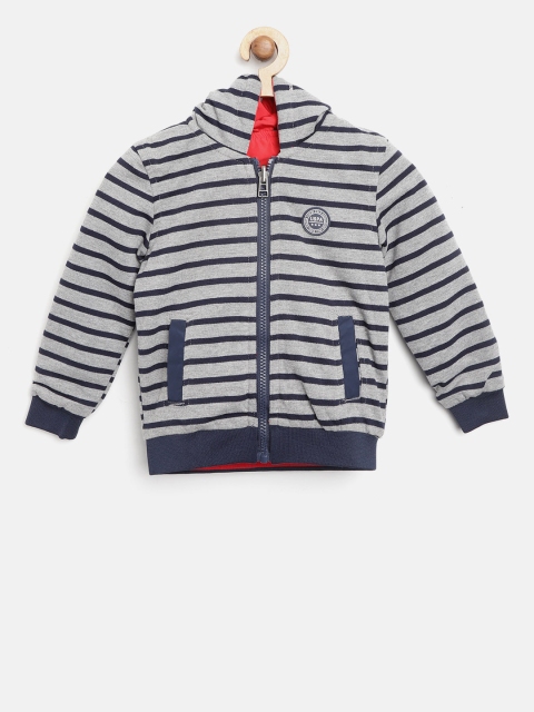 U.S. Polo Assn. Kids Boys Grey Melange & Navy Blue Striped Hooded Reversible Bomber Jacket
U.S. Polo Assn. Kids Boys Grey Melange & Navy Blue Striped Hooded Reversible Bomber Jacket