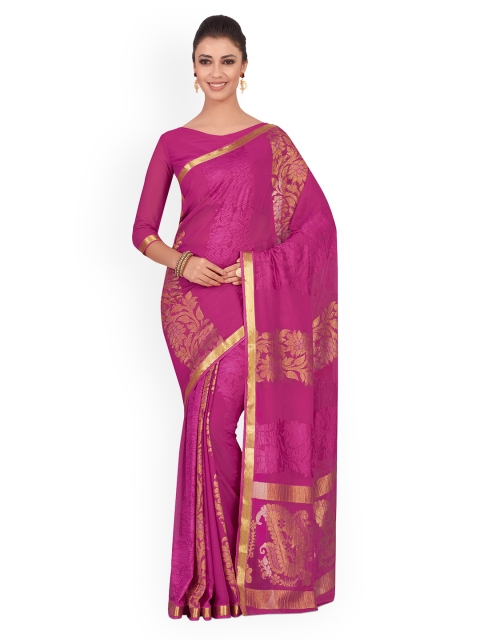 MIMOSA Pink Poly Crepe Woven Design Kanjeevaram Saree