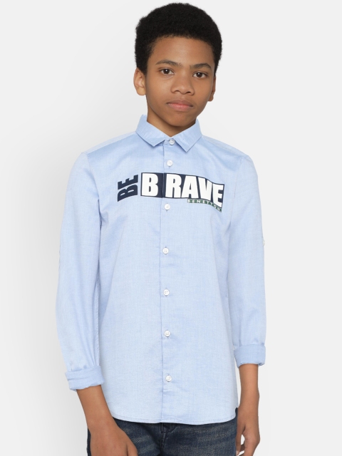 United Colors of Benetton Boys Blue Regular Fit Printed Casual Shirt