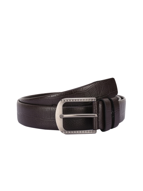 BuckleUp Men Coffee Brown Textured Leather Belt