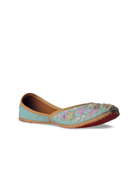 MSC Women Blue Embellished Mojaris