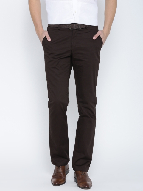 Blackberrys Men Coffee Brown Sharp Fit Casual Trousers