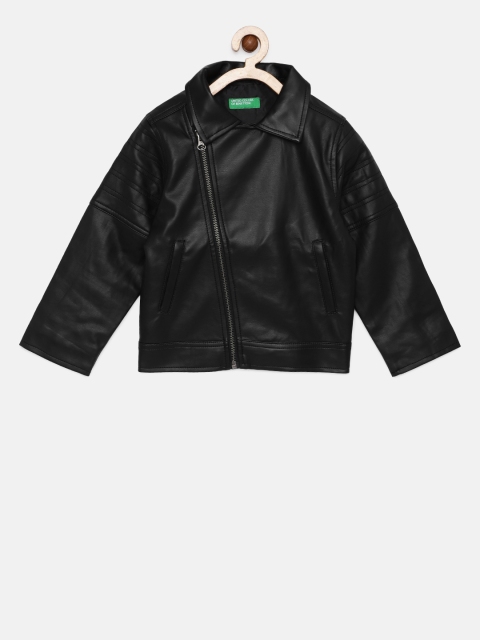 United Colors of Benetton Boys Black Solid Jacket