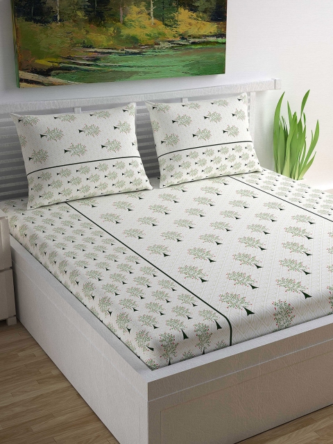 Divine Casa Cream-Coloured & Green Floral Flat 144 TC Cotton 1 Extra Large Bedsheet with 2 Pillow Covers
Divine Casa Cream-Coloured & Green Floral Flat 144 TC Cotton 1 Extra Large Bedsheet with 2 Pillow Covers