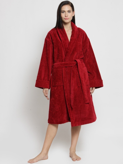 Trident Unisex Red Solid Bath Robe