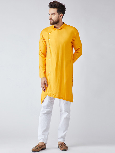 SOJANYA Men Yellow & White Solid Kurta with Pyjamas
SOJANYA Men Yellow & White Solid Kurta with Pyjamas