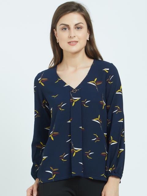Soie Women Blue Printed Top