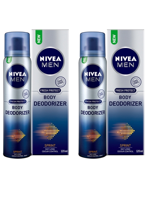 Nivea Men Pack of 2 Fresh Protect Sprint Gas-Free Body Deodorize 120 ml each, Metallic
Nivea Men Pack of 2 Fresh Protect Sprint Gas-Free Body Deodorize 120 ml each, Metallic