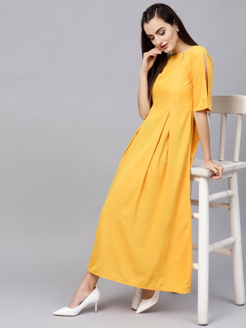 GERUA Women Mustard Yellow Solid Maxi Dress