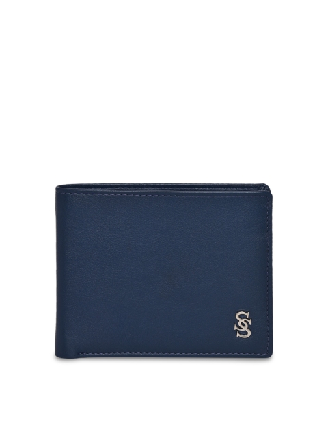 Second SKIN Men Blue Solid Two Fold Leather Wallet