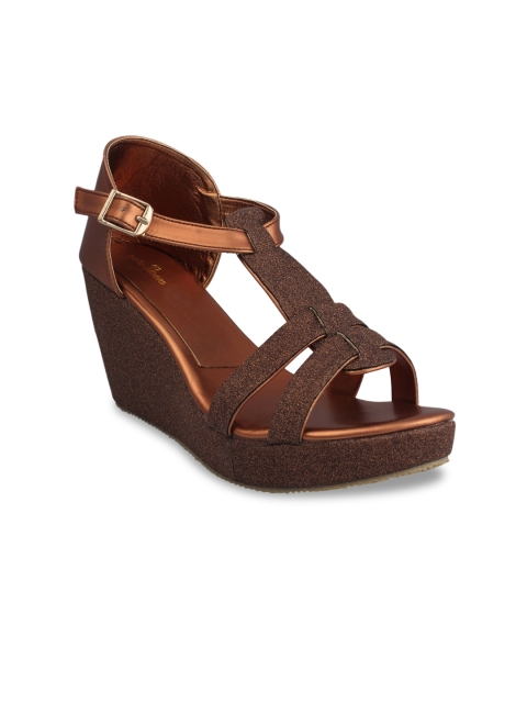 pelle albero Women Copper-Toned Solid Sandals