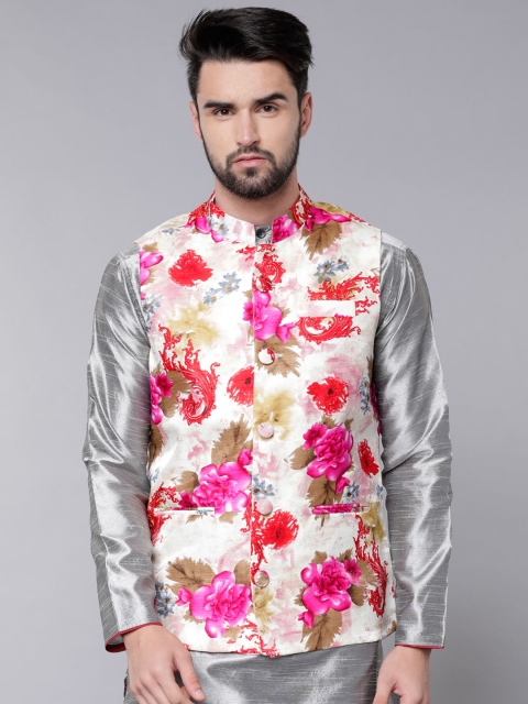 Svanik Men Multi Color Printed Slim Fit Nehru Jacket