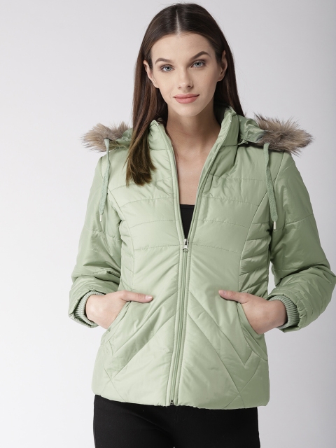 Foreign Culture By Fort Collins Women Green Solid Parka Jacket with Hood