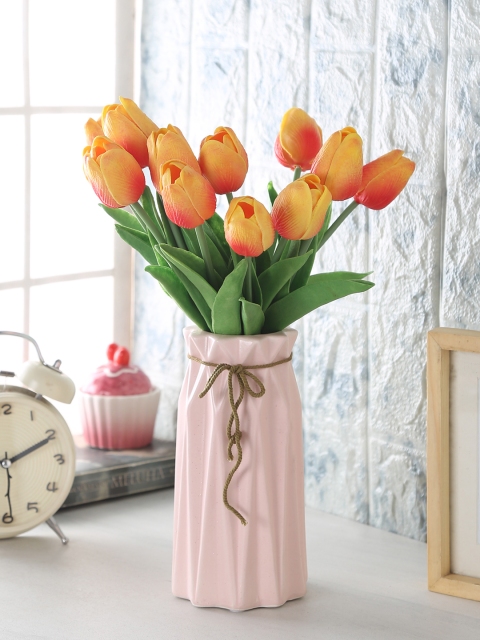 Fourwalls Set Of 12 Orange Artificial Tulip Flower Stems