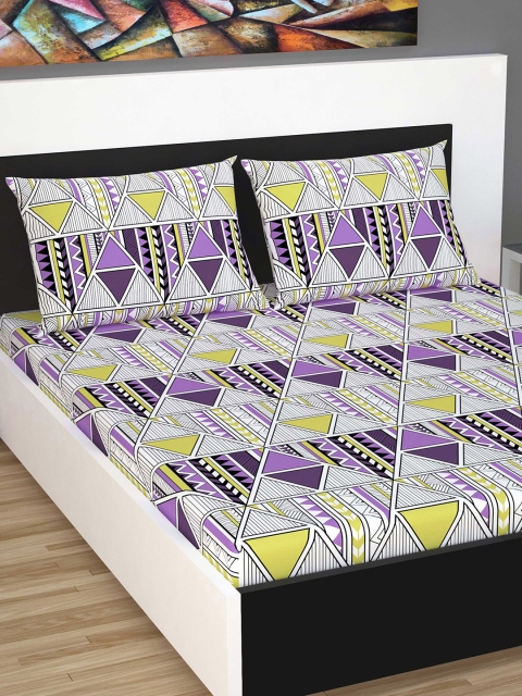 Divine Casa Off-White & Purple Geometric Flat 144 TC Cotton 1 Extra Large Bedsheet with 2 Pillow Covers
Divine Casa Off-White & Purple Geometric Flat 144 TC Cotton 1 Extra Large Bedsheet with 2 Pillow Covers