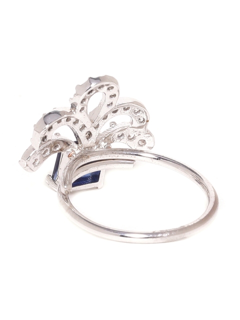 Studio Voylla Women Silver-Plated Gem Studded Ring
