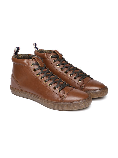 Jack & Jones Men Brown Solid Leather JFW Brother High-Top Leather Sneakers 
Jack & Jones Men Brown Solid Leather JFW Brother High-Top Leather Sneakers