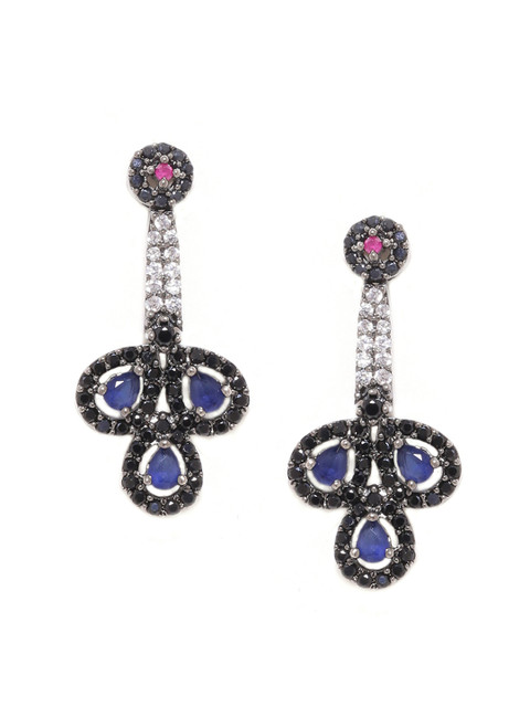 Voylla Black & Blue Rhodium-Plated Contemporary Drop Earrings
Voylla Black & Blue Rhodium-Plated Contemporary Drop Earrings