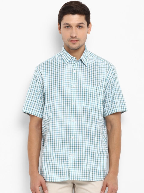 ColorPlus Men Green Regular Fit Checked Casual Shirt