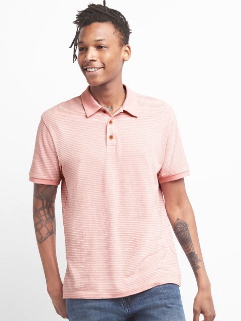 GAP Men Short Sleeve T-shirt In Linen-Cotton, Pink