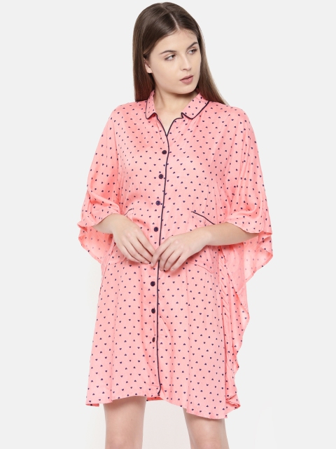The Kaftan Company Pink Printed Sleep Shirt LW_VS_PHOEBE02