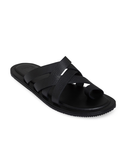 SKO Men Black Comfort Leather Sandals