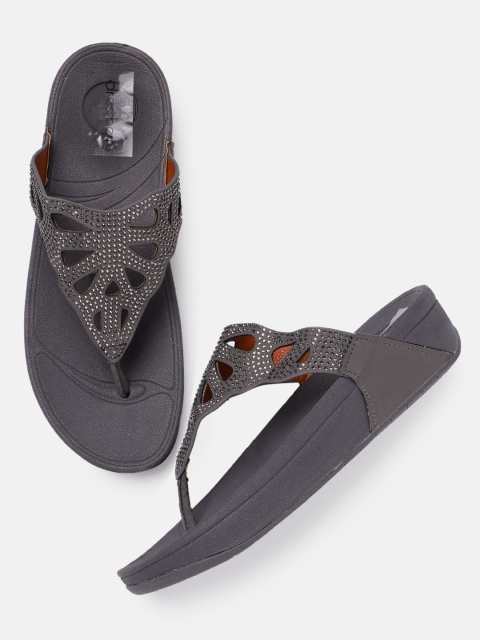DressBerry Women Grey Embellished Comfort Flats