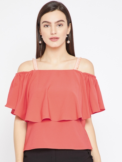 RARE Women Coral Pink Solid Top