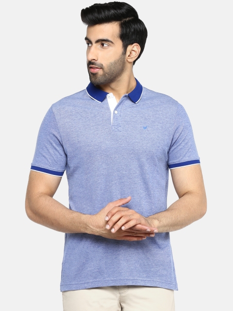 Blackberrys Men Blue Solid Polo Collar T-shirt
