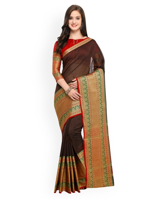 Shaily Brown Solid Banarasi Saree
