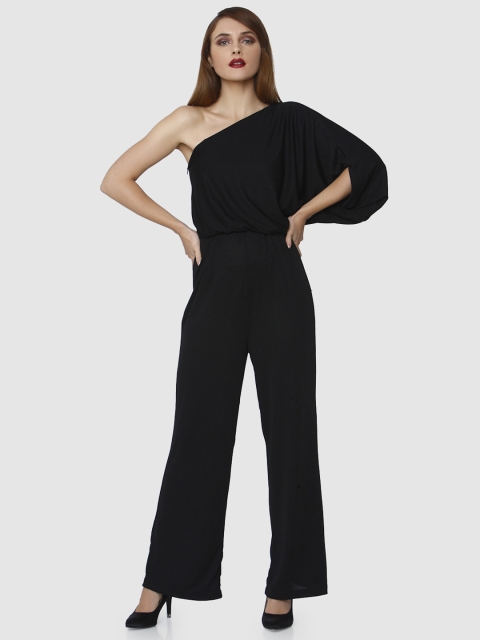 Vero Moda Women Black Textured Basic Jumpsuit