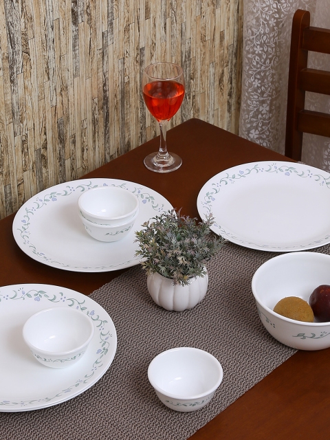 Corelle White Set Of 9 Printed Glass Dinner Set