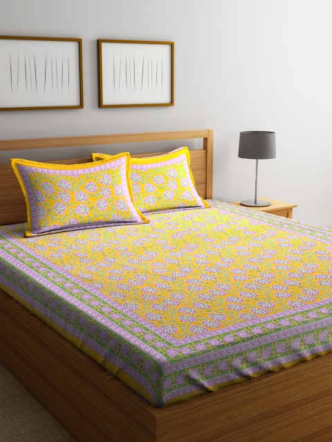 Rajasthan Decor Yellow & Green Floral Flat 144 TC Cotton 1 King Bedsheet with 2 Pillow Covers
Rajasthan Decor Yellow & Green Floral Flat 144 TC Cotton 1 King Bedsheet with 2 Pillow Covers