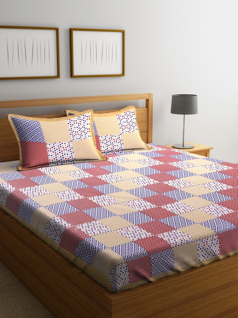 Rajasthan Decor Multicoloured Geometric Flat 144 TC Cotton 1 King Bedsheet with 2 Pillow Covers, Multi
Rajasthan Decor Multicoloured Geometric Flat 144 TC Cotton 1 King Bedsheet with 2 Pillow Covers, Multi