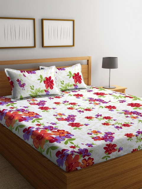 Home Sizzler White & Red Floral Flat 144 TC Cotton 1 Double Bedsheet with 2 Pillow Covers
Home Sizzler White & Red Floral Flat 144 TC Cotton 1 Double Bedsheet with 2 Pillow Covers