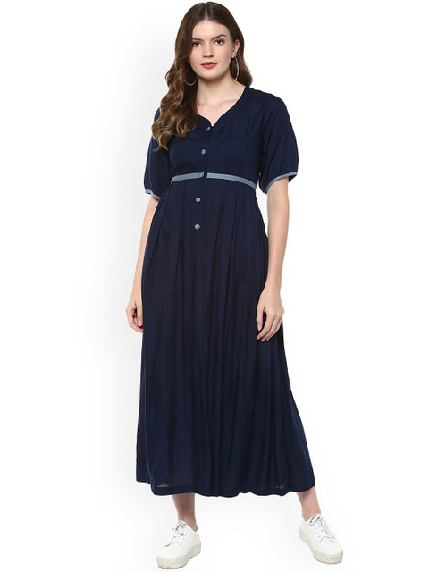 Idalia Women Navy Blue Solid Fit and Flare Dress 
Idalia Women Navy Blue Solid Fit and Flare Dress