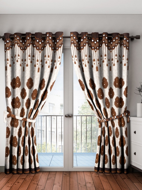 Home Sizzler Brown Set of 2 Door Curtains