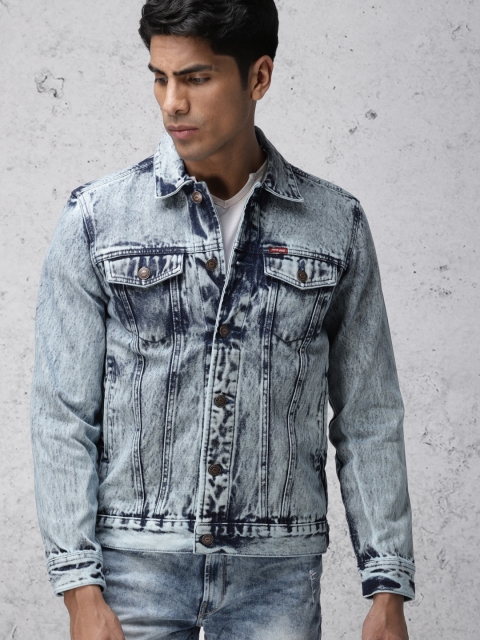 Ecko Unltd Men Blue Solid Denim Jacket