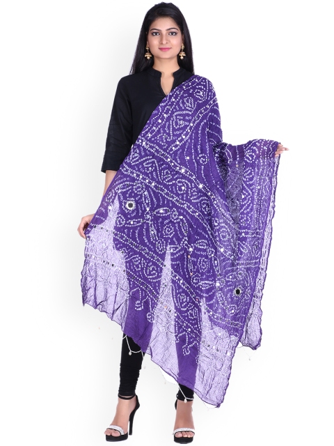 SOUNDARYA Purple Dyed Pure Cotton Dupatta