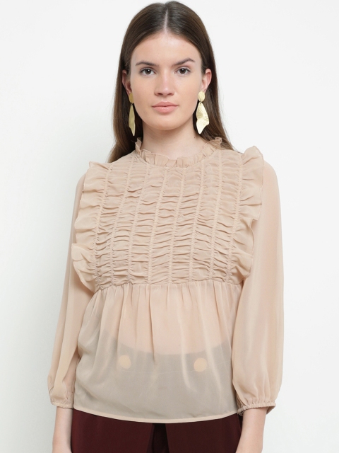 Kazo Women Beige Solid Empire Top
