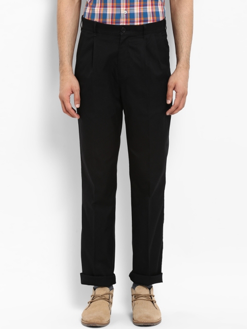 ColorPlus Men Black Regular Fit Solid Regular Trousers