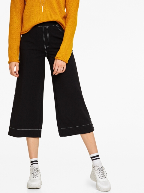 OVS Women Black Regular Fit Solid Culottes