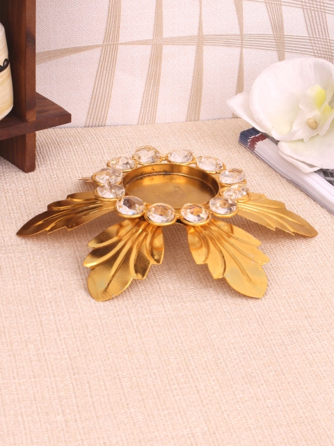 Home Sparkle Gold-Toned Aluminum Tealight Candle Holder